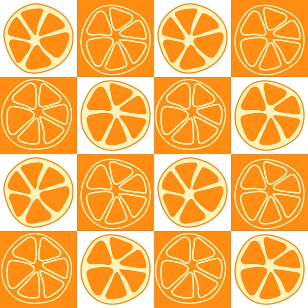 Geometric summer seamless pattern with circles of orange colorful mosaic background