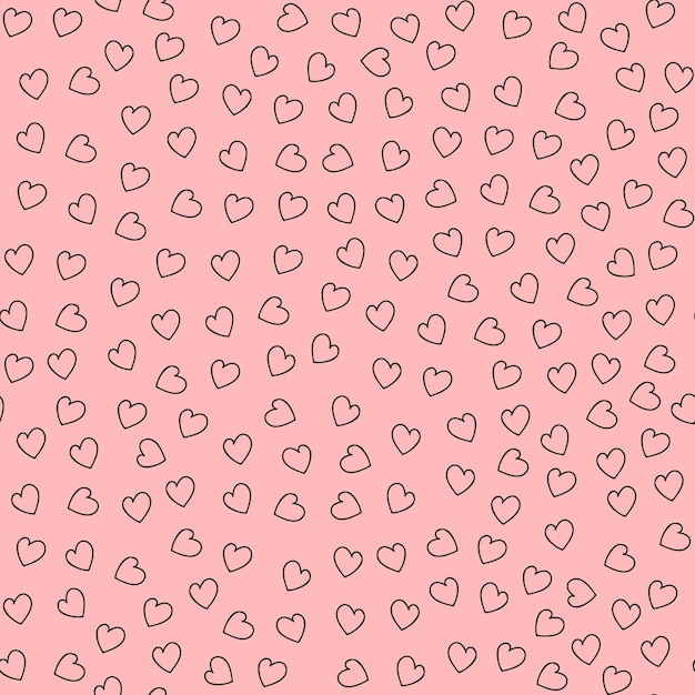 Geometric symmetrical pattern of hearts on a pink background