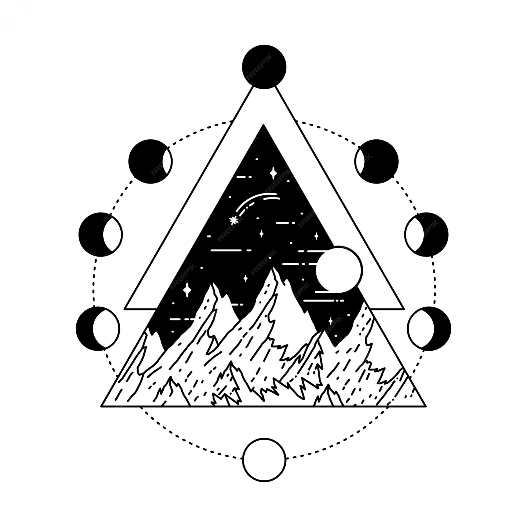 Premium Vector | Geometric tattoo with moon Premium Vector | Geometric tattoo with moon