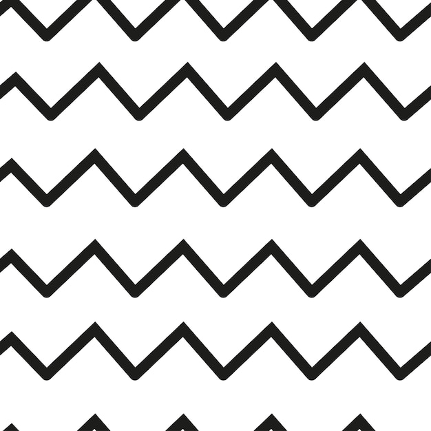 Vector geometric textile zigzag black and white seamless pattern background design texture