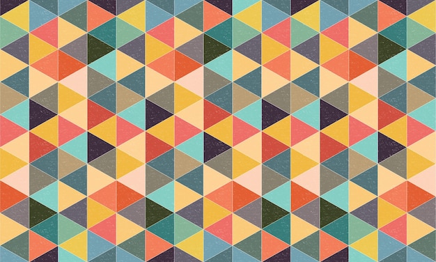 Geometric textured triangles background with colourful retro style