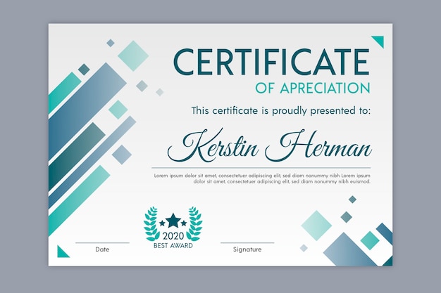 Geometric theme for certificate template