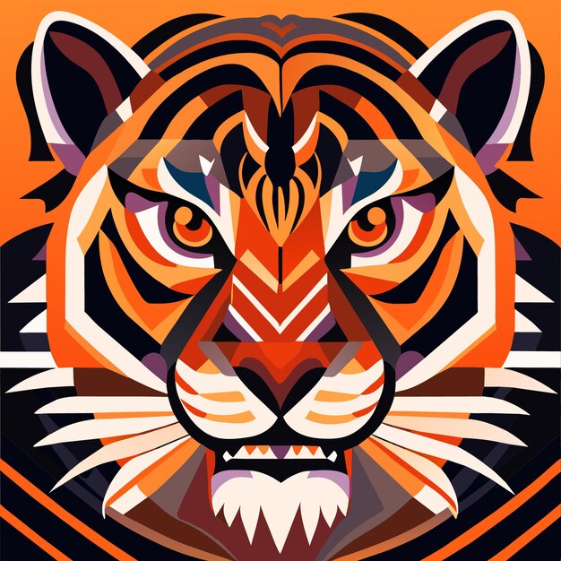 Premium Vector | Geometric tiger in tribal style