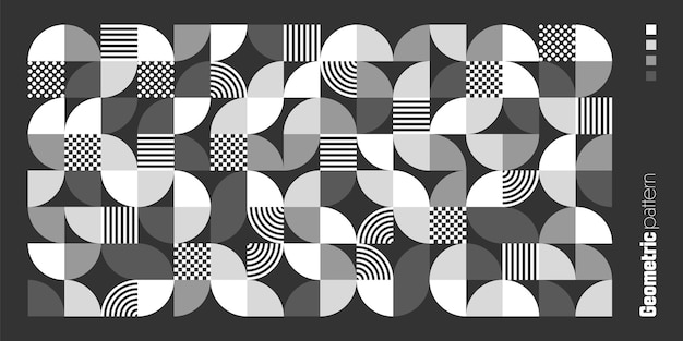 보우하우스 스타일의 기하학적 트렌드 패턴 현대적인 배경과 간단한 요소 레트로 텍스처