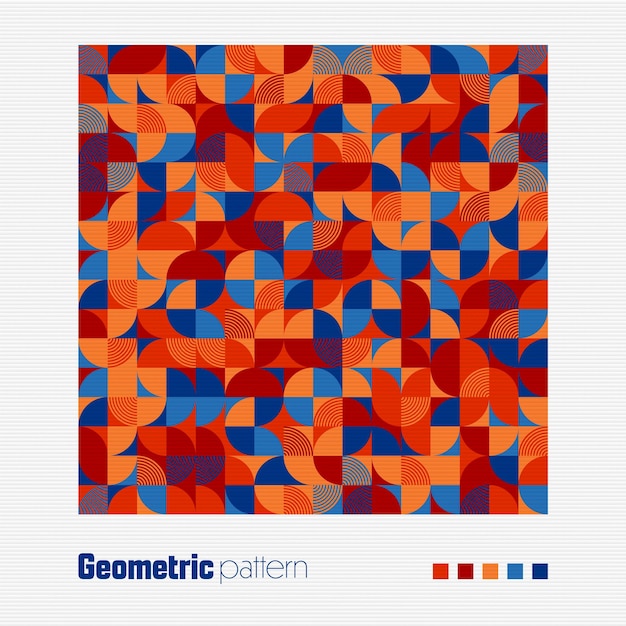 Geometric trendy pattern bauhaus style modern colorful background with simple elements retro texture