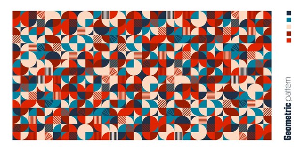 Geometric trendy pattern bauhaus style modern colorful background with simple elements retro texture