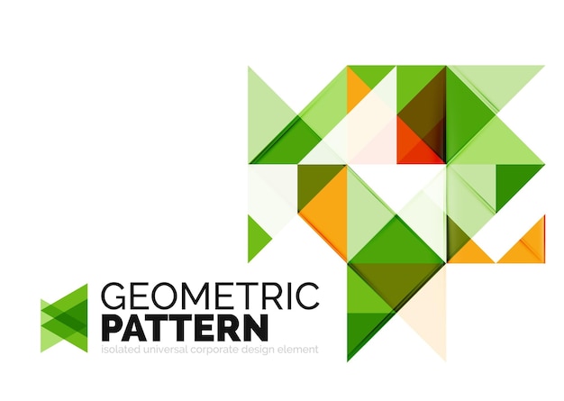 白で隔離される幾何学的な三角形のモザイク パターン要素