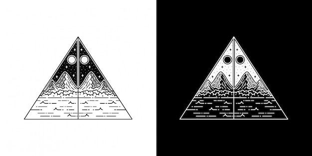 Geometric Triangle Mountain Monoline Tattoo Design