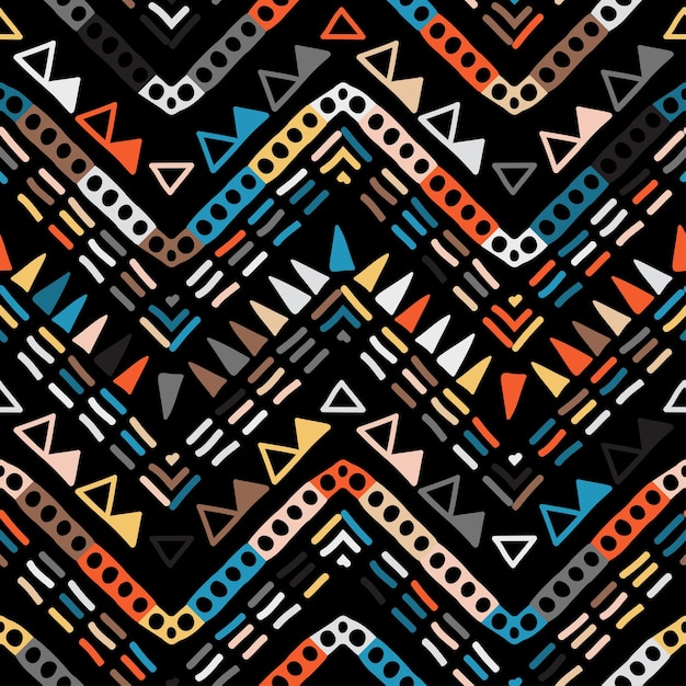 Geometric tribal ethnic seamless pattern in aztec style.