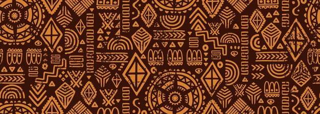 Geometric tribal seamless pattern vector illustration of hand drawn ethnic drawing african maya ornamnets good for fashion textile printrug and grunge rustic handmade