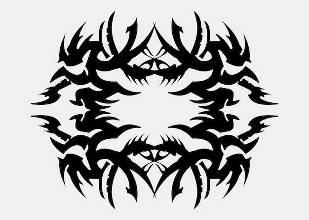 Vector geometric tribal tattoo with dragon horn motif