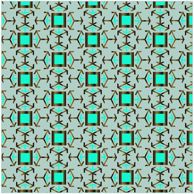 Geometric Turquoise and Gold Pattern Colorful square shape geometrical background textile print