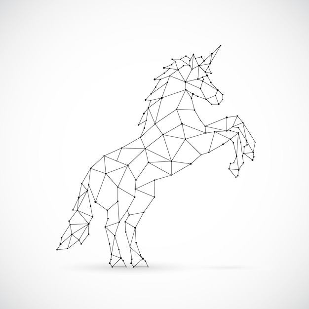 Vector geometric unicorn silhouette image of unicorn