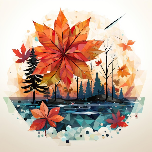 Vector geometric vector autumn vector on white background styl