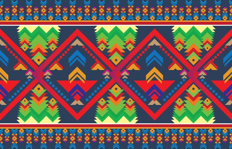 Vector geometric vector background with sacral tribal ethnic elements traditional triangles gypsy