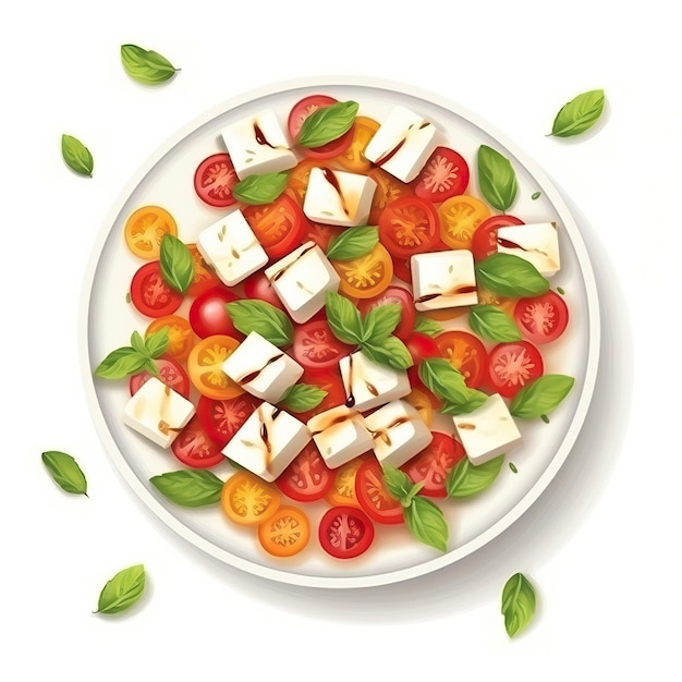 Vector geometric vector caprese salad on white background