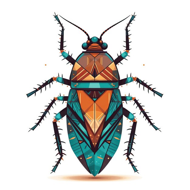 Geometric Vector Cockroach On White Background