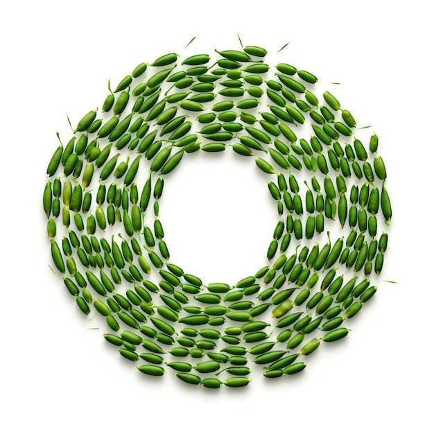 Vector geometric vector green beans on white background