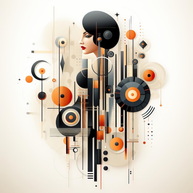 Vector geometric vector jazz age elements on white background