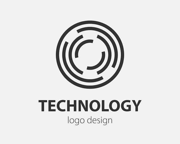 Vector geometric vector logo in a circle. high tech style logotype for nano technology, cryptocurrency and mobile applications in a simple linear design.