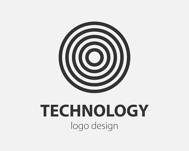 Logo vettoriale geometrico in un cerchio. logotipo in stile high tech per nanotecnologie, criptovalute e applicazioni mobili in un design lineare semplice.