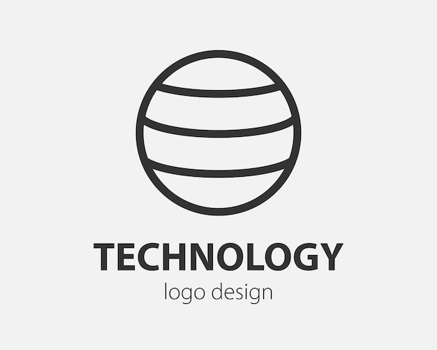 Geometric vector logo in a circle. High tech style logotype for nano technology, cryptocurrency and mobile applications in a simple linear design.