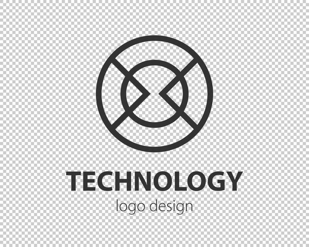 Geometric vector logo in a circle High tech style logotype for nano technology cryptocurrency and mobile applications in a simple linear design