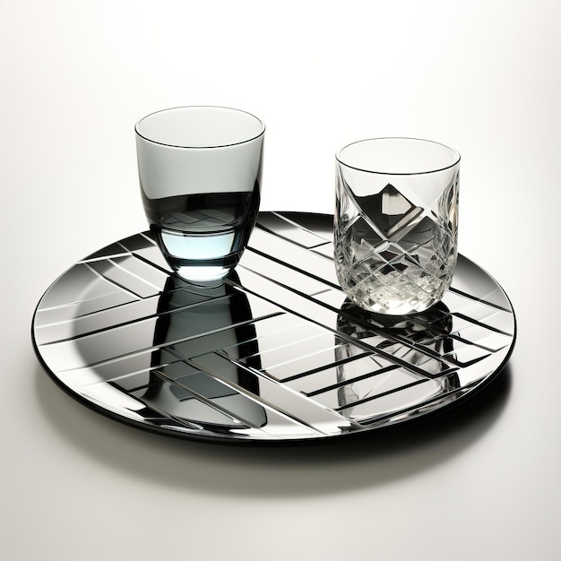 Vector geometric vector plate and glass vector on white backgrou