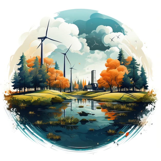 Geometric Vector Renewable Energy Vector On White Backgro