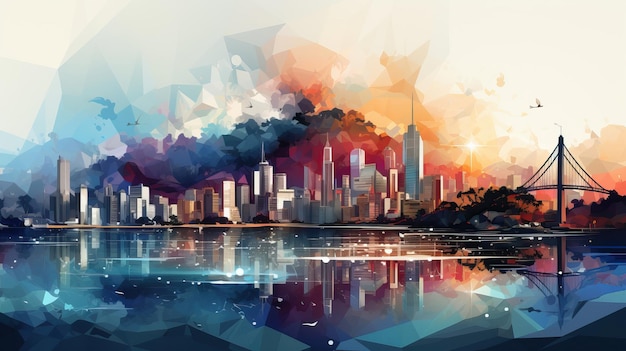 Vector geometric vector scene rio de janeiro on white background