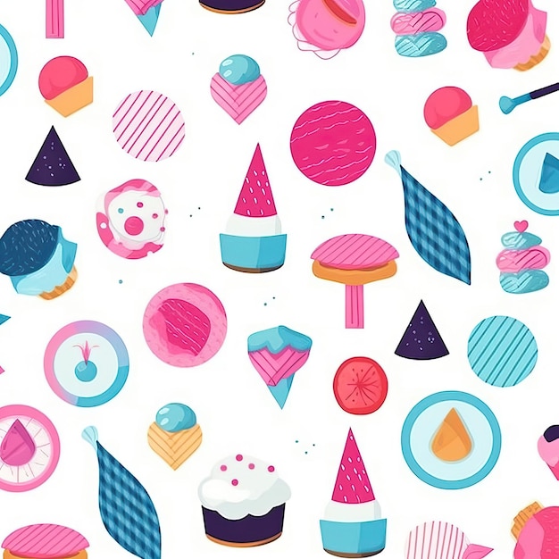 Vector geometric vector sweet delights on white background