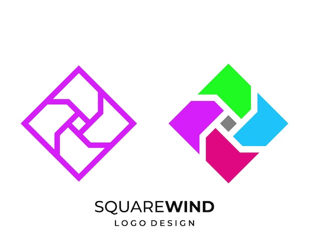 Geometric wind box rotating logo design.