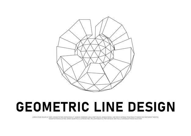 Geometric wireframe element for use in hud design network line concept creative abstract geometric shape vector illustration