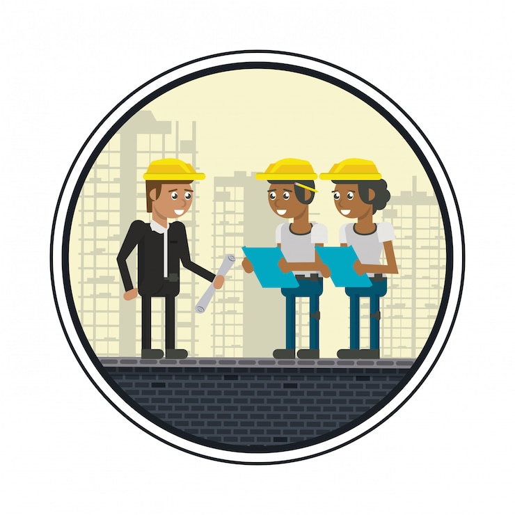 Vector geometric workers cartoons