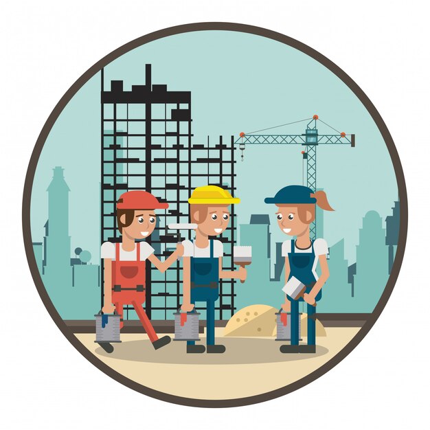 Geometric workers cartoons