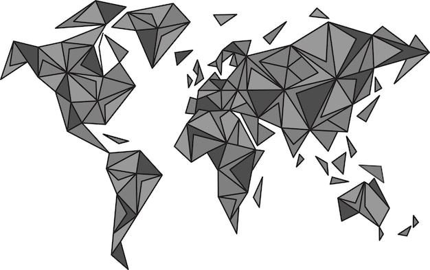 幾何学的な世界地図の白い壁のステッカー カッティング プロッター