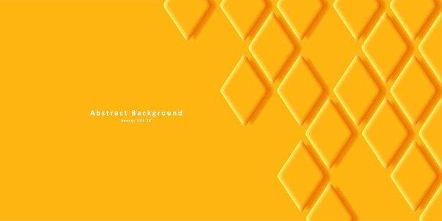 Geometric yellow background with rhombus tiles mono chrome volume shapes