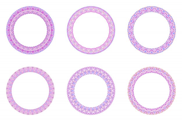 幾何学的な抽象的な三角形のモザイク円形の花輪セット