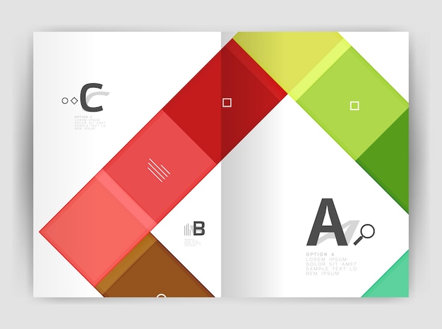 벡터 기하학적 브로셔 a4 비즈니스 템플릿 플라이어 인포그래픽과 함께 추론 배경 abc 옵션