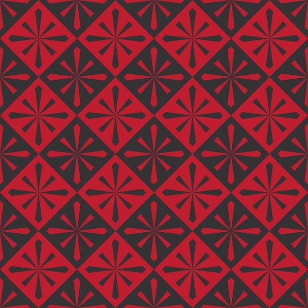 Geometrical pink-red floral seamless pattern vector black