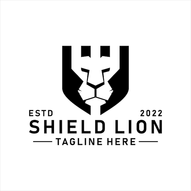 Геометрический шаблон дизайна логотипа Lion Shield.