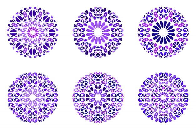 Набор геометрических богато украшенный абстрактный цветок мандалы
