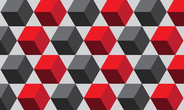 Geometrisch 3D donkergrijs en rood patroon