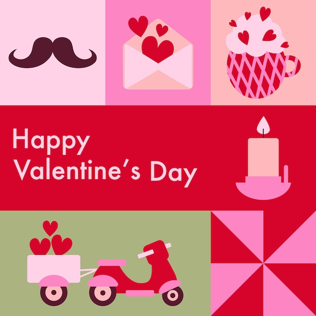 Vector geometrisch abstract happy valentines-patroon