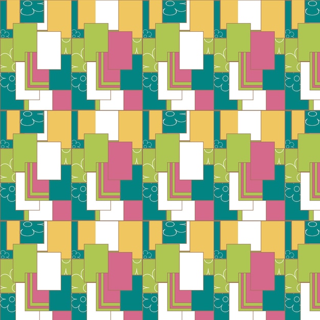 Geometrisch, abstract patroon. Met bloemen stijl jaren 60, 70.