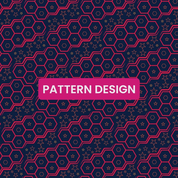 Geometrisch abstract ster- en zeshoekpatroonontwerp Donkere achtergrond met rood patroon