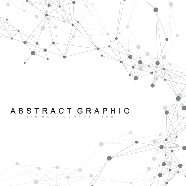 Geometrisch abstracte achtergrond met aaneengesloten lijn en punten netwerk- en verbindingsachtergrond voor uw presentatie grafische veelhoekige achtergrond wetenschappelijke vectorillustratie