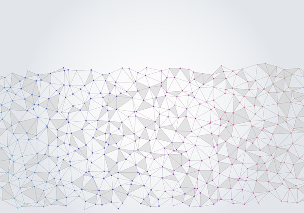 Geometrisch abstracte achtergrond met verbonden stippen en lijnen Moleculaire structuur en communicatie Digitale technologie achtergrond en netwerkverbinding Vector illustratie Eps10 voor zakelijk ontwerp