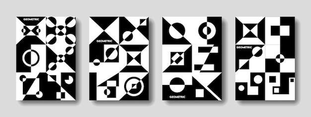 Geometrisch abstracte banners en minimalistisch posterontwerp