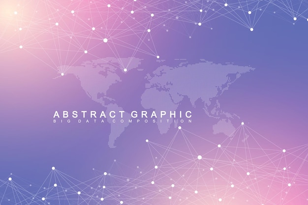 Geometrisch abstracte vector met aangesloten lijn en punten Wereldwijde netwerkverbinding achtergrond Technologische zin abstracte illustratie